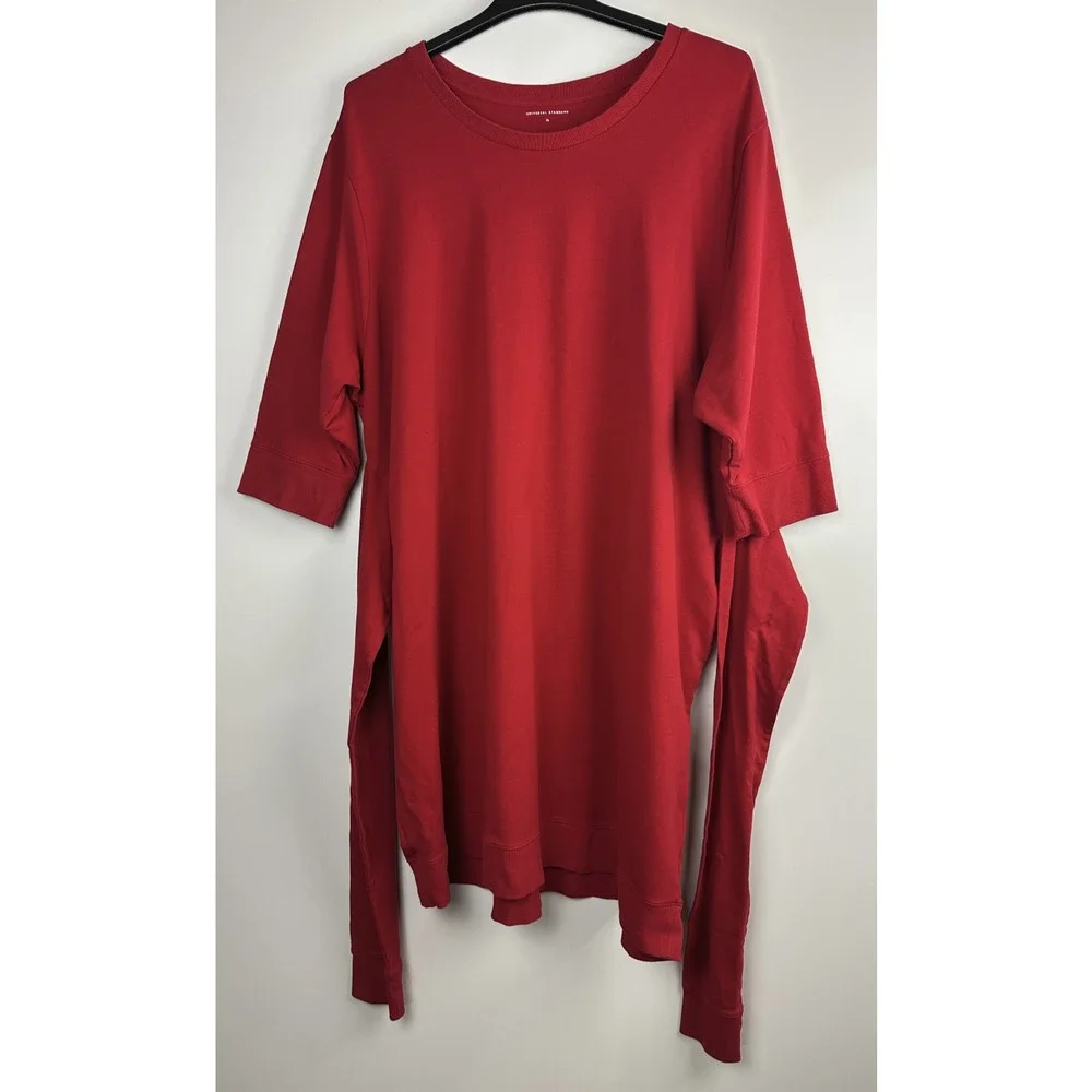 Universal Standard Misa Tie Sweatshirt Dress Red Peruvian Cotton Plus Size 26 28 - Picture 2 of 9